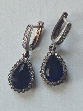 Sterling & Sapphire Drop Earrings
